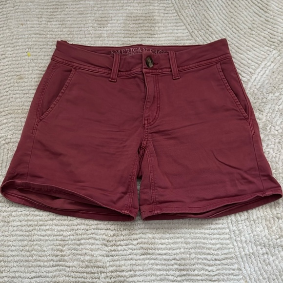American Eagle Outfitters Super stretch midi shorts chinos brick color Sz 0 - Picture 1 of 4